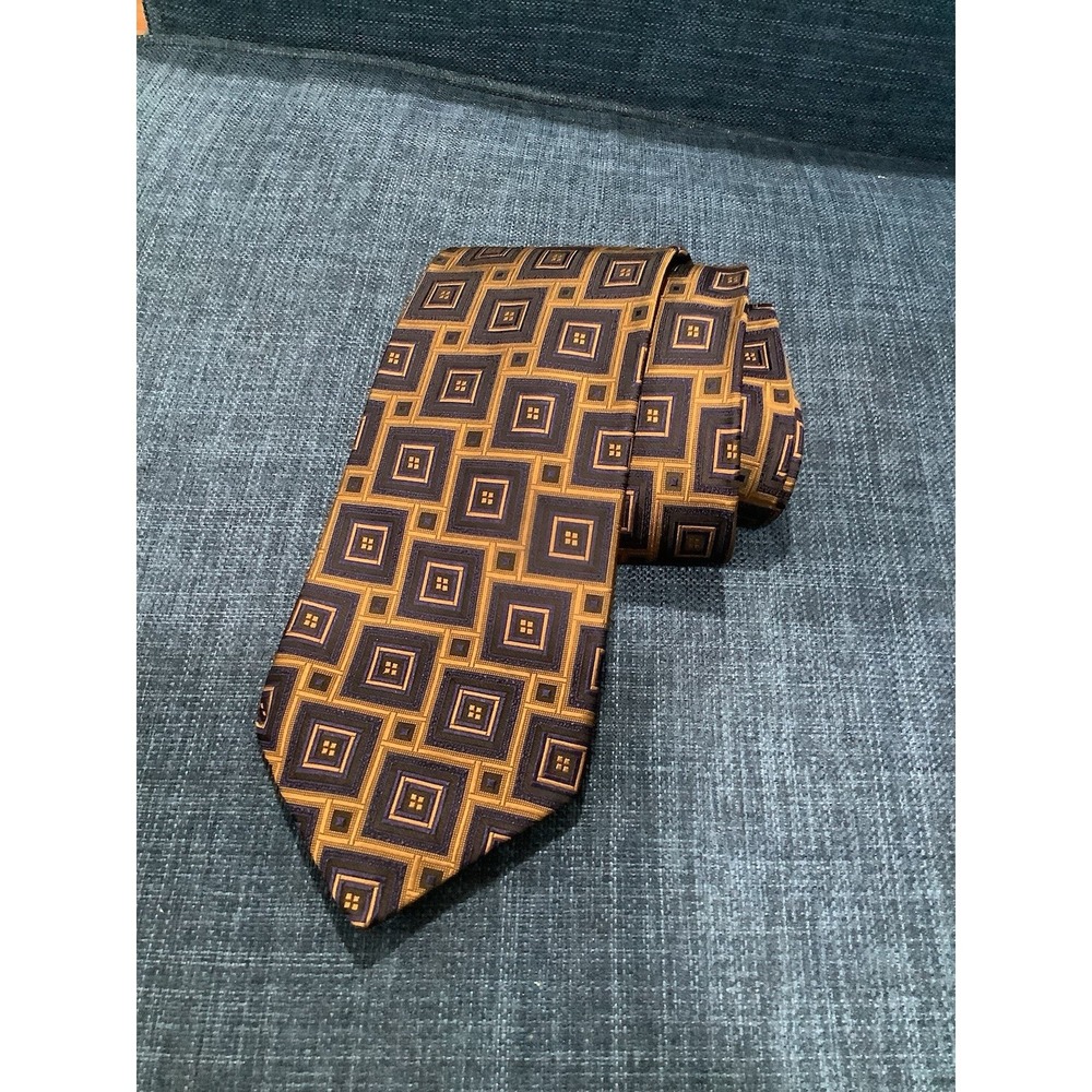 VTG HICKEY FREEMAN Italian Silk Tie Necktie HAND MADE IN USA Woven Browns